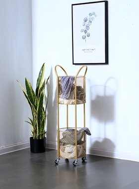 北欧带轮装脏衣服收纳篮神器家用放衣物收纳筐浴室推车脏衣篓篮子