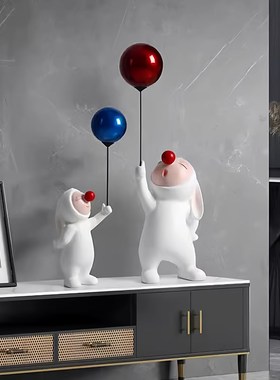 轻奢高档网红气球兔子电视u柜两边桌面装饰品摆件客厅落地家居玄