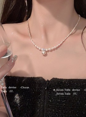 不规则碎银项链珍珠吊坠锁骨链女高级感设计简约轻奢气质项链女款