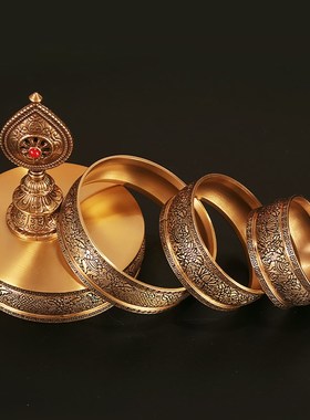 纯铜曼扎盘西藏式供奉八吉祥修曼10cm茶罗家用摆件上客厅家用师