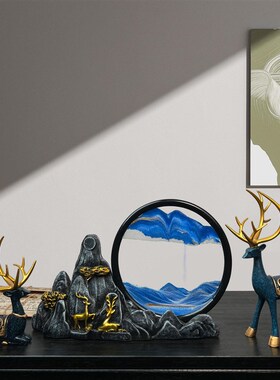 创意靠山流沙画沙漏摆件家居摆件客厅电视柜酒柜装饰品 乔迁礼物