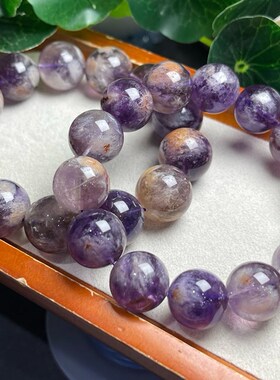 天然紫幽灵手链 大颗粒男女款单圈幽灵异象紫水晶手串饰品礼物