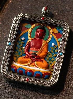 2025本命年朱砂唐卡藏式手工彩A绘十二生肖本命佛吊坠男女同款挂