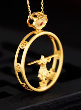 S925银吊坠空托镶嵌和田玉石翡翠无事牌鎏金项坠空托23*23 20*20