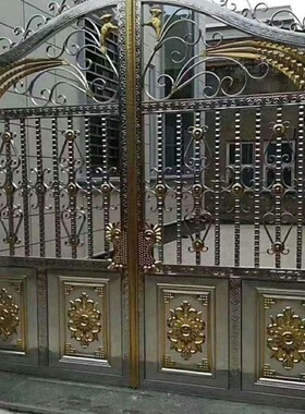 304不锈钢大门下封板 欧式不锈钢门花配件庭院大门装饰钛金封板花