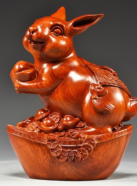 十二生肖雕刻摆件实木质鼠牛虎兔龙蛇马羊猴鸡狗猪木头装饰吉祥物