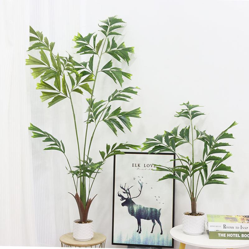 网红露营风仿真绿植鱼尾葵盆栽室内假植物摆件落地装饰散尾葵盆景 - 图0