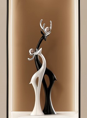 高级感轻奢客f厅电视柜旁大型落地摆件入户玄关装饰品乔迁新居礼