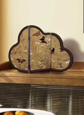 中古风墨竹小屏风桌面摆s件新中式客厅茶桌入户玄关边柜装饰品摆