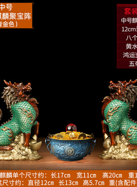 《财富麒a麟》铜麒麟摆件一对家居客厅招财装饰店铺办公室开业礼