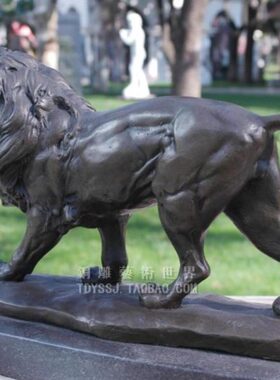 雕塑摆件家居装饰草商务礼品铜狮子觅雕塑雄狮食工艺品动物原