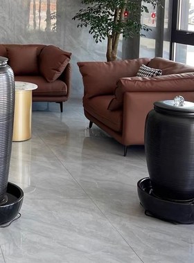 茶室中式陶瓷流水庭院酒店摆件循环水景陶罐缸喷S泉花瓶落地加湿