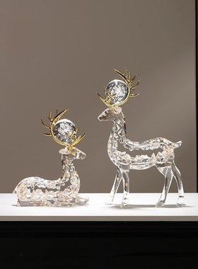 创意家居招财鹿摆件一对s轻奢高档玄关客厅酒柜电视柜办公室装饰