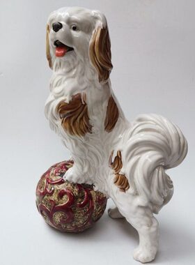 石湾陶瓷公仔工艺品十二生肖吉祥物狗贵宾犬家居装饰摆件客厅桌面