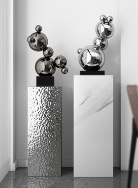 极简现代圆球壁龛桌面几何不锈钢雕塑艺术品样板房客Y厅装饰摆件