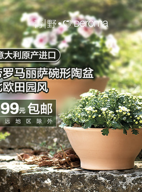青野帝罗马多肉红泥红陶粗陶碗花盆北欧简约阳台户外花园庭院花盆