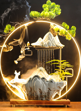 中式禅意循环g流水喷泉招财摆件客厅办公室桌面雾化加湿器开业礼