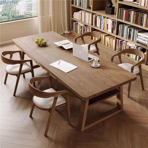 美式客厅大长书桌书房书法桌学习写字长条桌家用实木办公桌工作台 - 图2