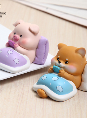 可爱小猪猪汽车内饰品摆件日系办公室好物桌面柴犬创X意沙雕礼物