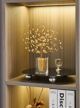 轻奢高档招财水晶发财树摆件家居客厅电视柜酒柜书房W办公室装饰