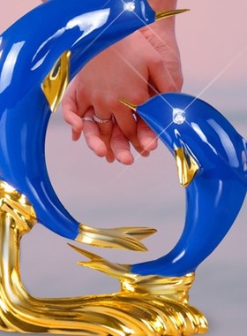 酒柜装饰品海豚艺术客厅卧室家居饰品房间钢琴上的U小摆件高档轻