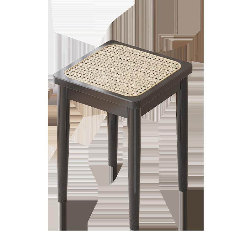 可叠放凳子省空间实木梳妆凳极简风圆凳家用客厅卧室化妆藤编方凳 - 图3