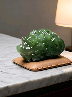 手工制作天然和田碧玉生肖龙龙头三通一体佛头diy108手链文玩配饰