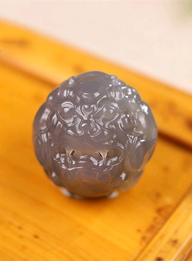 手工制作天然和田玉吊坠圆珠貔貅瑞兽单颗配珠配饰珠子玉石文玩