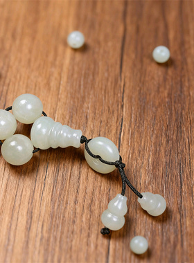 手工制作新疆和田玉顶珠腰珠一体三通佛头弟子珠手链文玩配饰套装