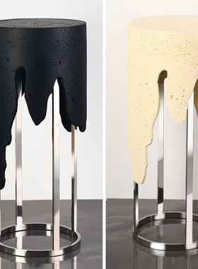 圆柱形底座石材石墩基座客t厅落地大理石柱摆件展示架洞石雕塑摆