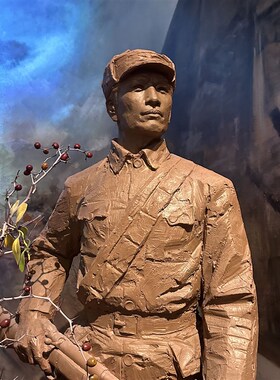 铸铜人物雕塑定制玻璃钢彷铜雕A塑校园景观摆件八路军雕塑红色文