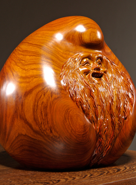 花梨木雕寿桃摆件实木老寿星公z家居寓意装饰贺寿祝寿生日工艺礼