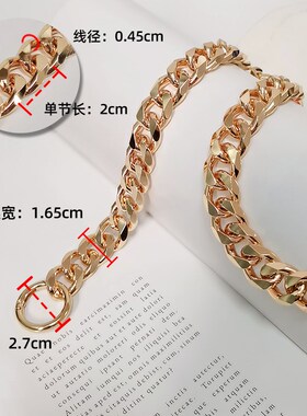 铝链条轻巧高档不掉色n1.65cm加宽加粗款包包肩带单买配件单肩斜