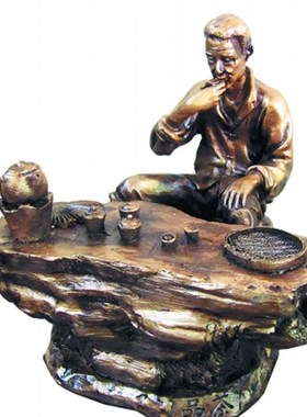 新品传统民俗茶文化主题雕塑玻璃钢摇青包揉制茶人物铜雕户外园林