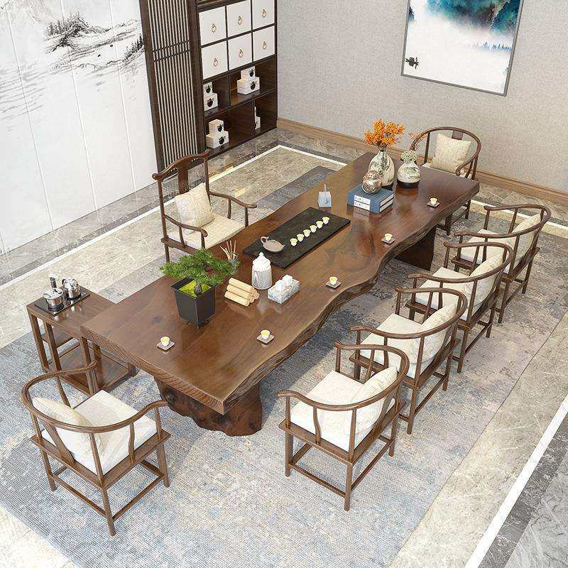 实木茶台大板桌家用客厅整板3米泡茶桌新中式茶楼接待茶桌椅组合,淘宝优惠券,粉丝福利购,淘宝优惠卷