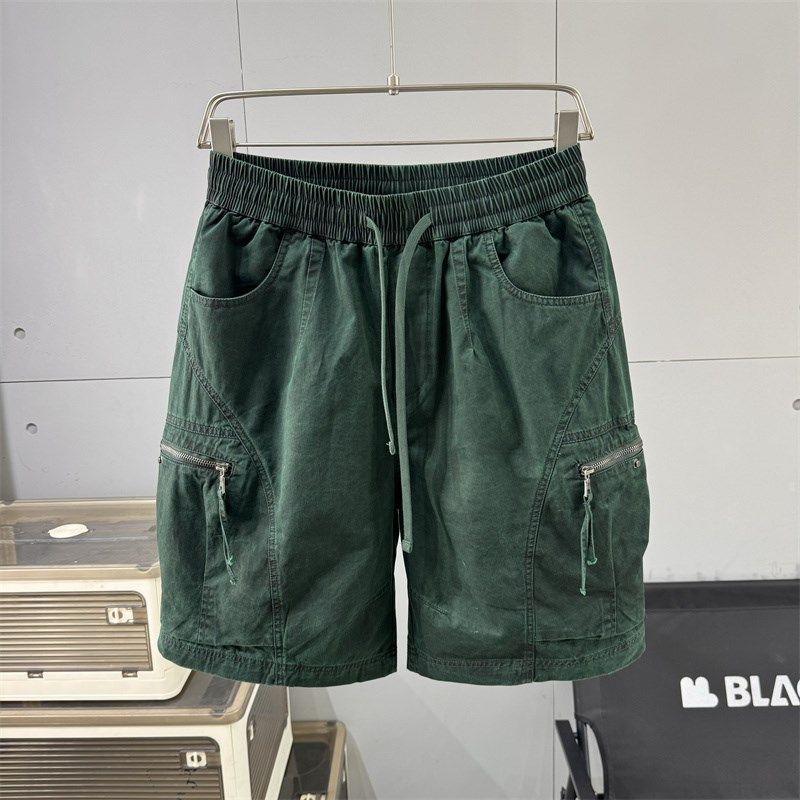 2025夏季水洗棉工装五分裤男宽松休闲短裤大口袋百搭潮流直筒中裤,淘宝优惠券,粉丝福利购,淘宝优惠卷