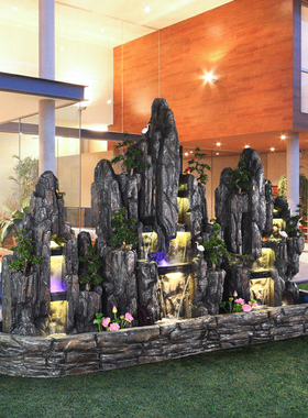 大型假山a流水喷泉瀑布别墅庭院花园鱼池摆件公司阳台酒店装饰景