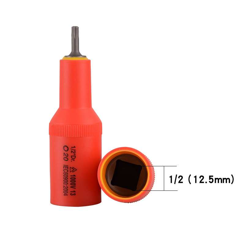 直销1000V 1/2绝缘星型旋具套筒批头T20-T55 梅花批头IEC安全认证 - 图2