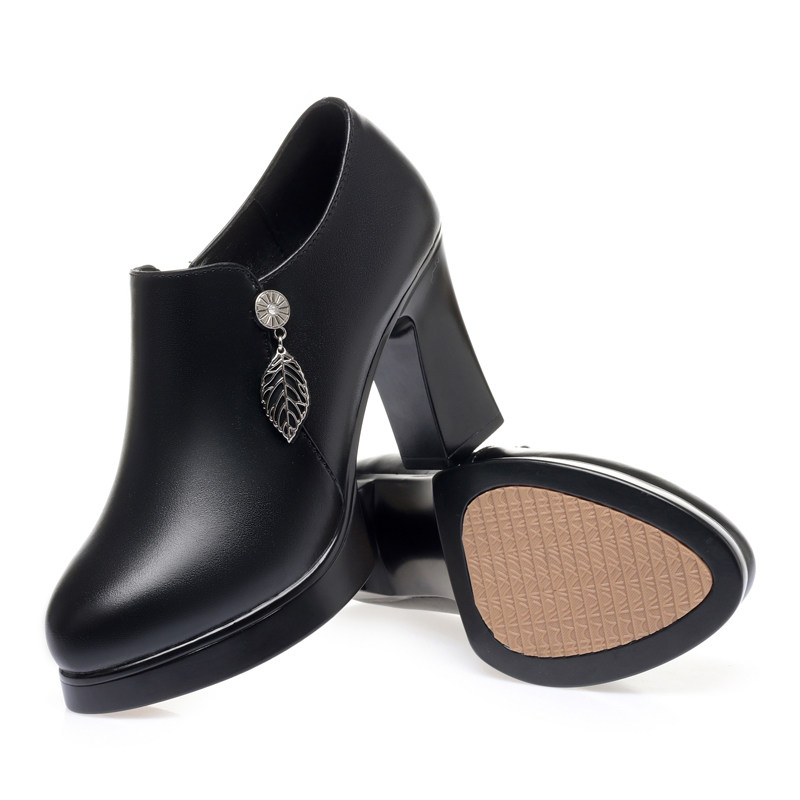 旗袍走秀鞋女高跟鞋不累脚厚底中年女士皮鞋妈妈深口单鞋真皮女鞋,淘宝优惠券,粉丝福利购,淘宝优惠卷