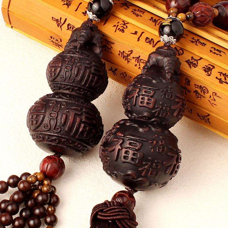 厂家车载精品挂饰手工制作桃木葫芦平安车内吊饰创意汽车挂件 - 图2