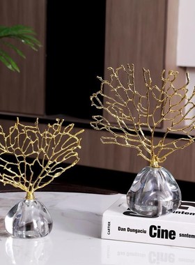创意发财树摆件轻奢高档水晶招财家居客厅酒柜电视柜软装饰品摆件