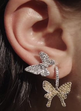 hefang925纯银何方闪闪蝴蝶项链女耳环耳钉符号手镯轻奢高级饰品