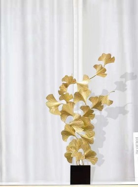 中式简约装饰品玄关创意金属摆件客厅家居银杏叶铁艺酒柜工艺品