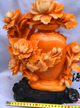 电视柜平安寿山石办公室新装饰平安花开富贵摆件摆设树脂古典客厅