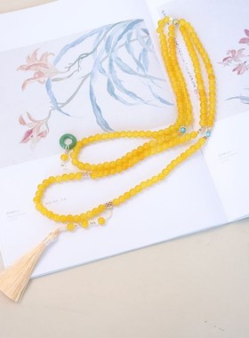 民族风斜挎珠链新中式日常穿搭配饰国风背背N链文玩饰品马面裙璎