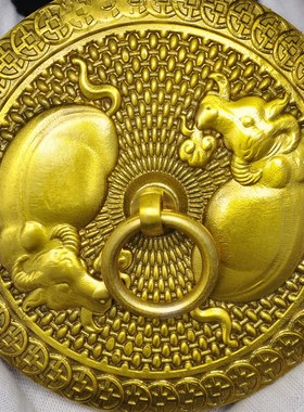 黄铜五牛烟灰缸摆件带盖防飞灰家用客厅茶几办公室中式创意装饰品