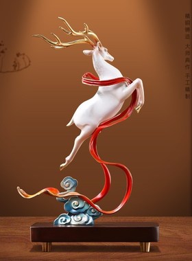一鹿高升铜鹿摆件招财客厅玄关办公室装饰乔迁开业送领导商务礼品