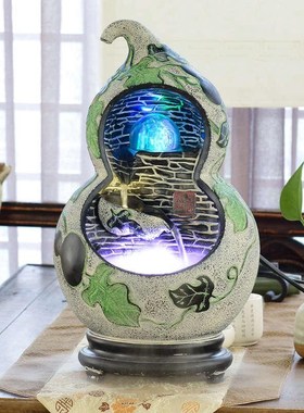 新中式招财葫芦流水喷泉摆件客厅办公室装饰开业乔迁送领导同事礼