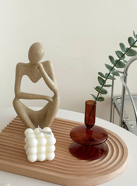 复古怀旧装饰摆饰ins客厅插花创意烛台尾巴草尤加利桌面玻璃花瓶