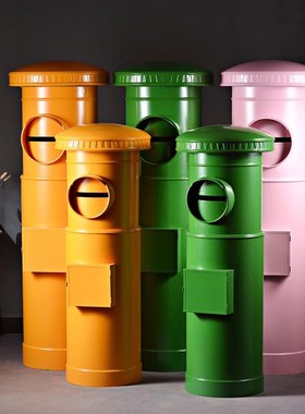 复古铁艺邮筒摆件邮桶邮政信箱模型服装店酒吧道具落地装饰品邮箱